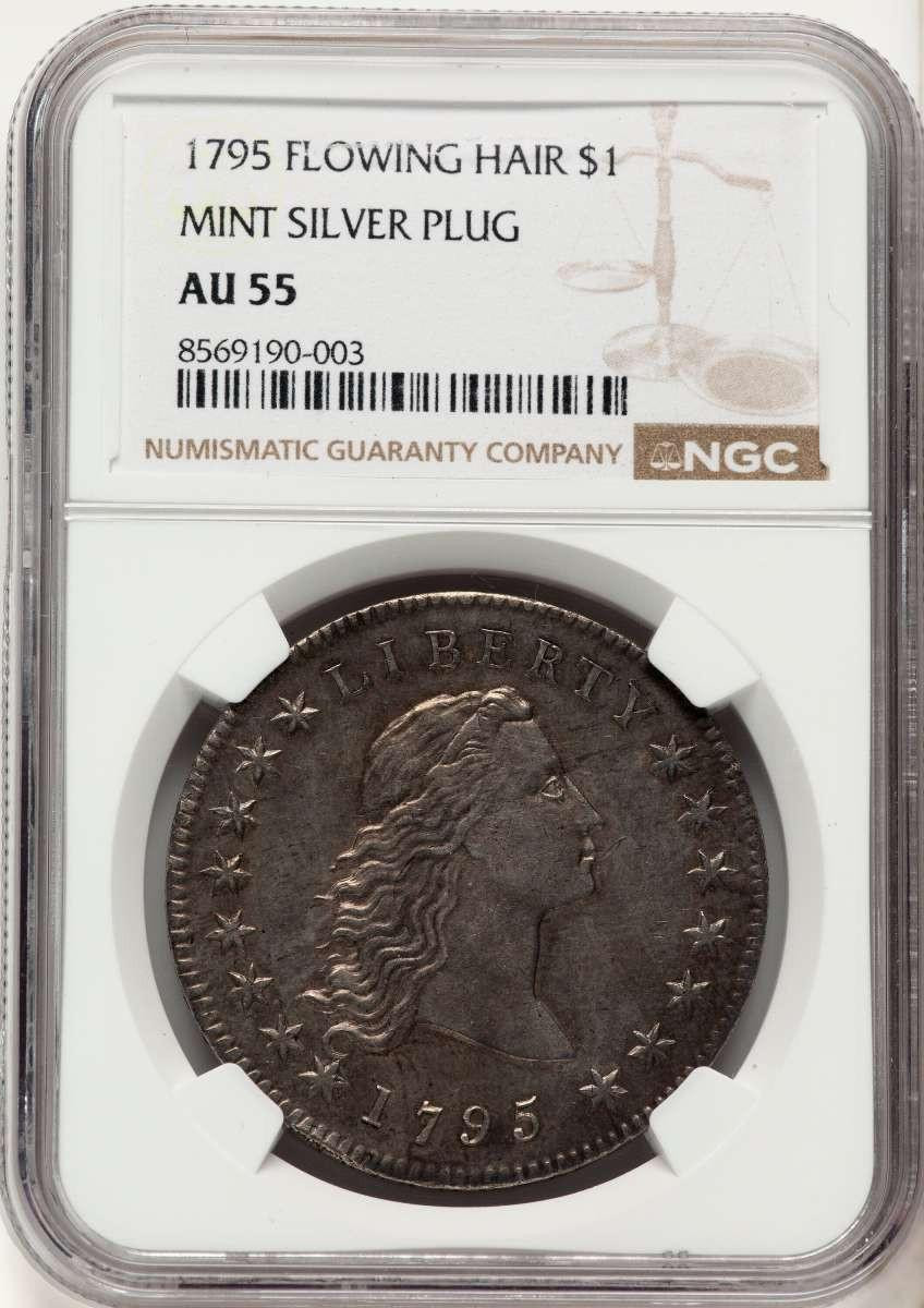 1795 S$1 Flowing Hair Dollar Coin NGC AU55 Flowing Hair - Silver