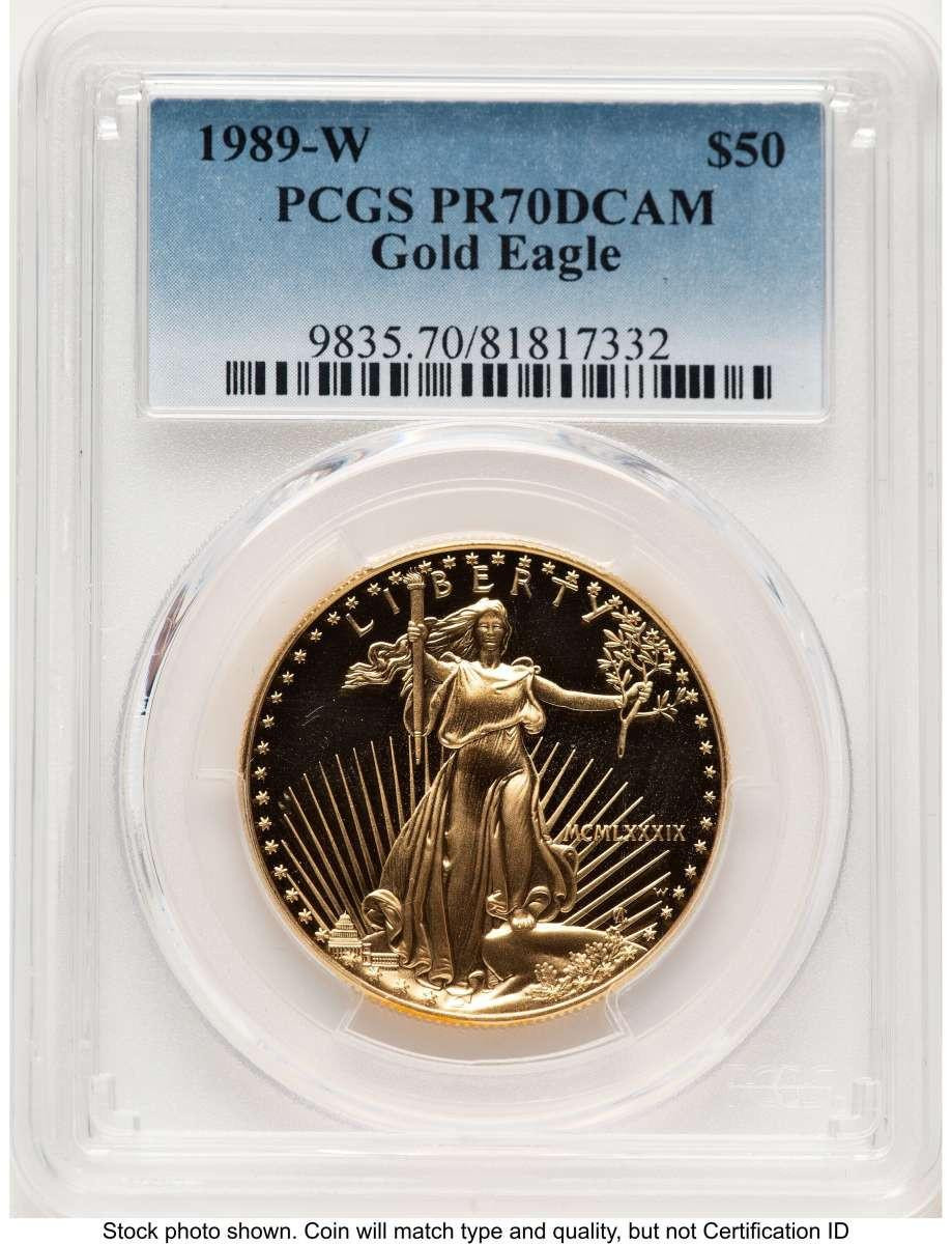 Bullionshark 1989-W G$50 Proof 1 oz American Gold Eagle Coin PCGS PR70 DCAM - HAT789108089 