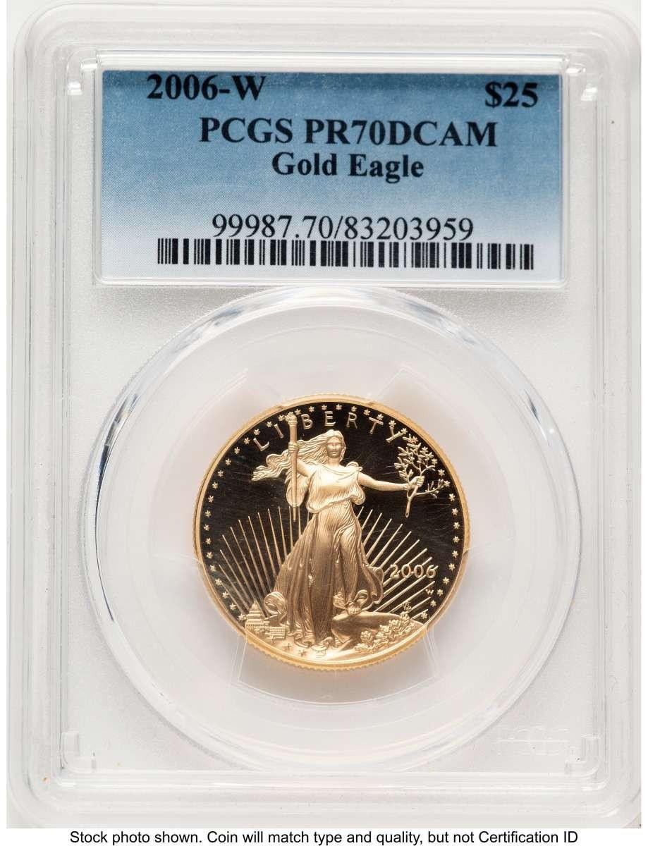 2006-W $25 Proof 1/2 oz American Gold Eagle Coin PCGS PR70 DCAM