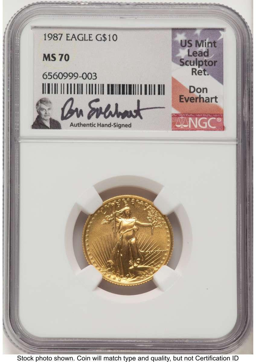 Bullionshark 1987 G$10 1/4 oz American Gold Eagle Coin NGC MS70 - HAT773265011 