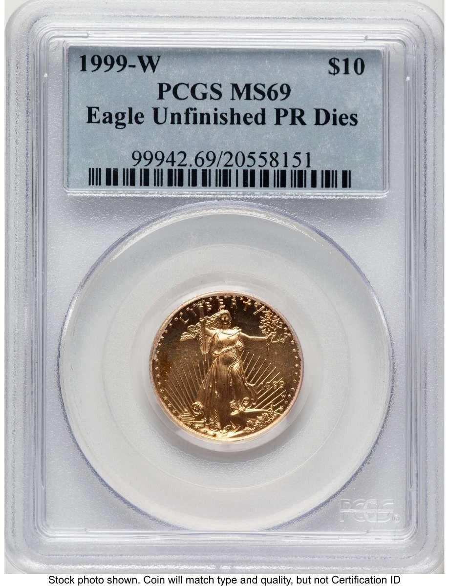 Bullionshark 1999-W $10 Proof 1/4 oz American Gold Eagle Coin PCGS PR69 DCAM - Unfinished  Dies - HAT773177002 