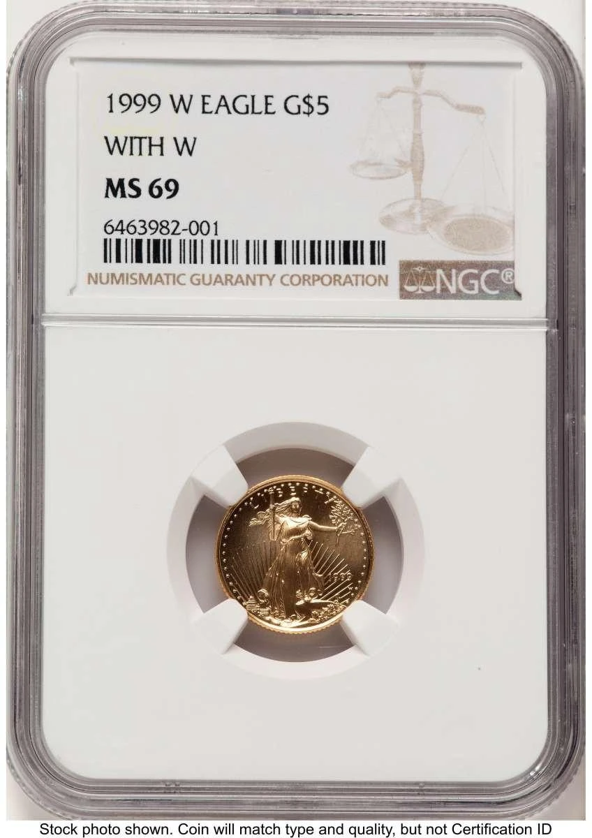 Bullionshark 1999-W $5 Proof 1/10 oz American Gold Eagle Coin NGC PF69 UCAM - Unfinished  Dies - HAT772290027 