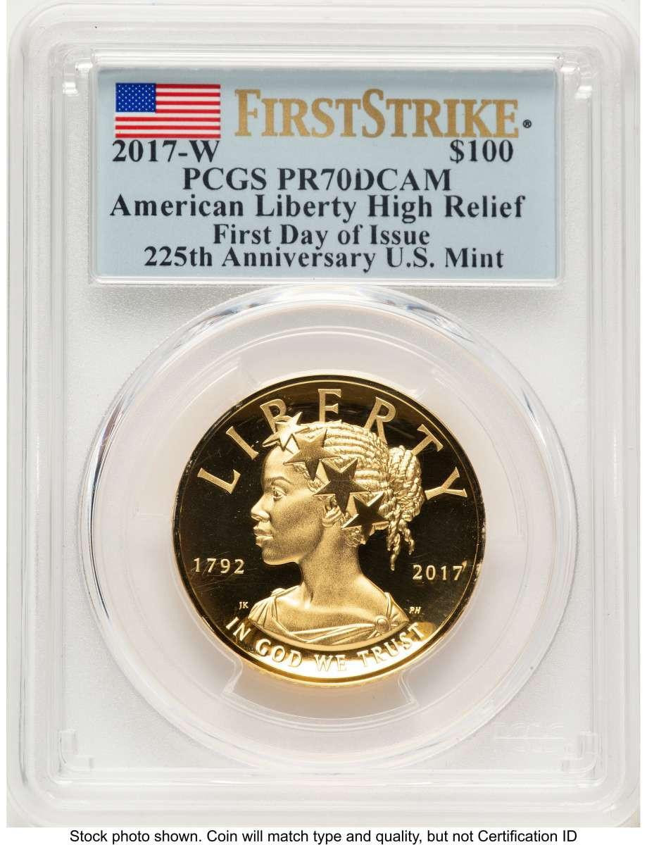 Bullionshark 2017-W $100 Gold High Relief Coin PCGS MS70 DCAM    American Liberty - HAT788375016 