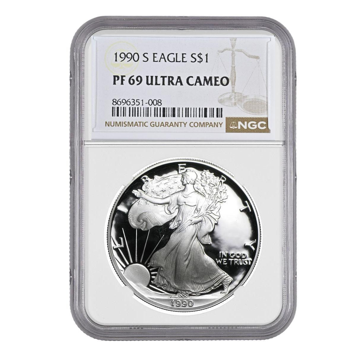 1990-S American Silver Eagle NGC PF69 UCAM 