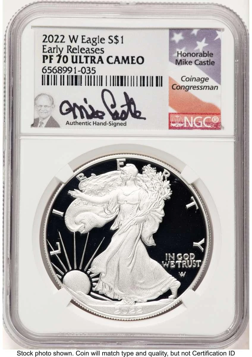 Bullionshark 2022-W S$1 Proof American Silver Eagle Coin NGC PF70 UCAM - HAT524579058 