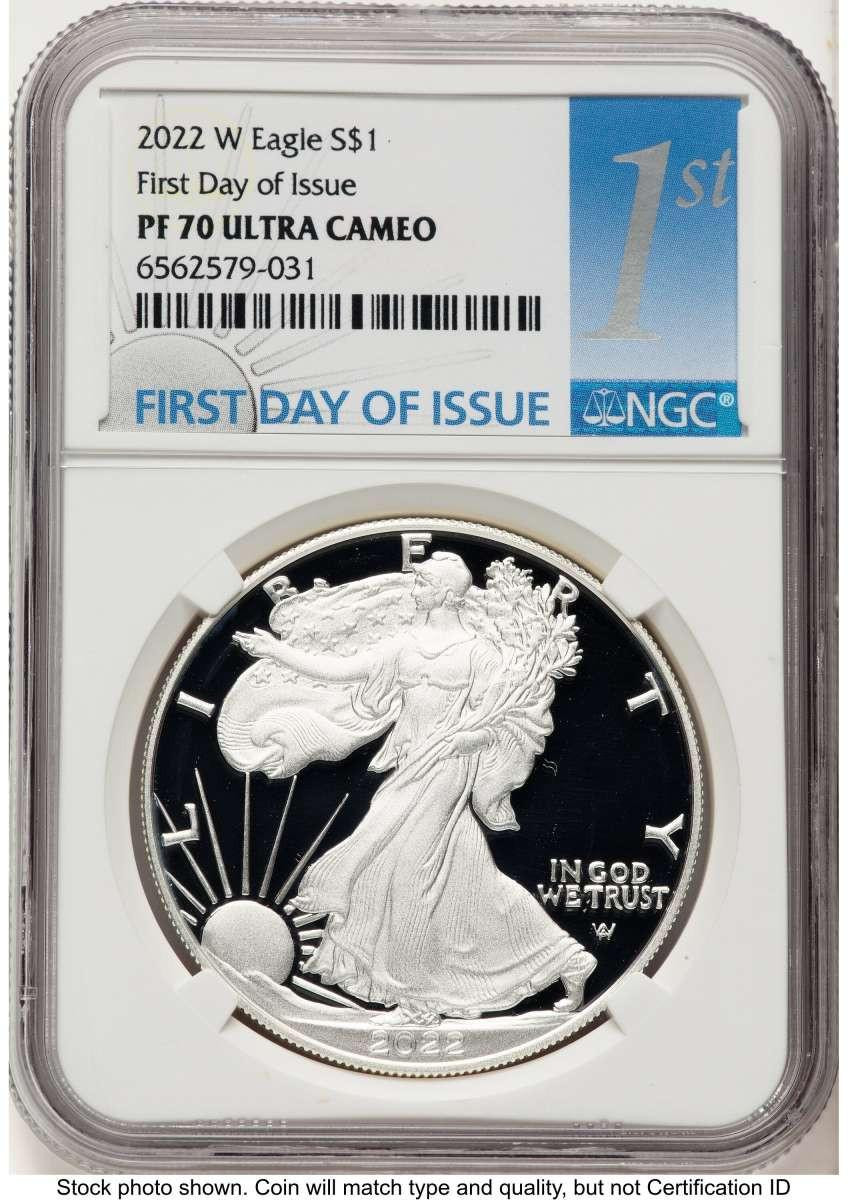 Bullionshark 2022-W S$1 Proof American Silver Eagle Coin NGC PF70 UCAM - HAT789018036 