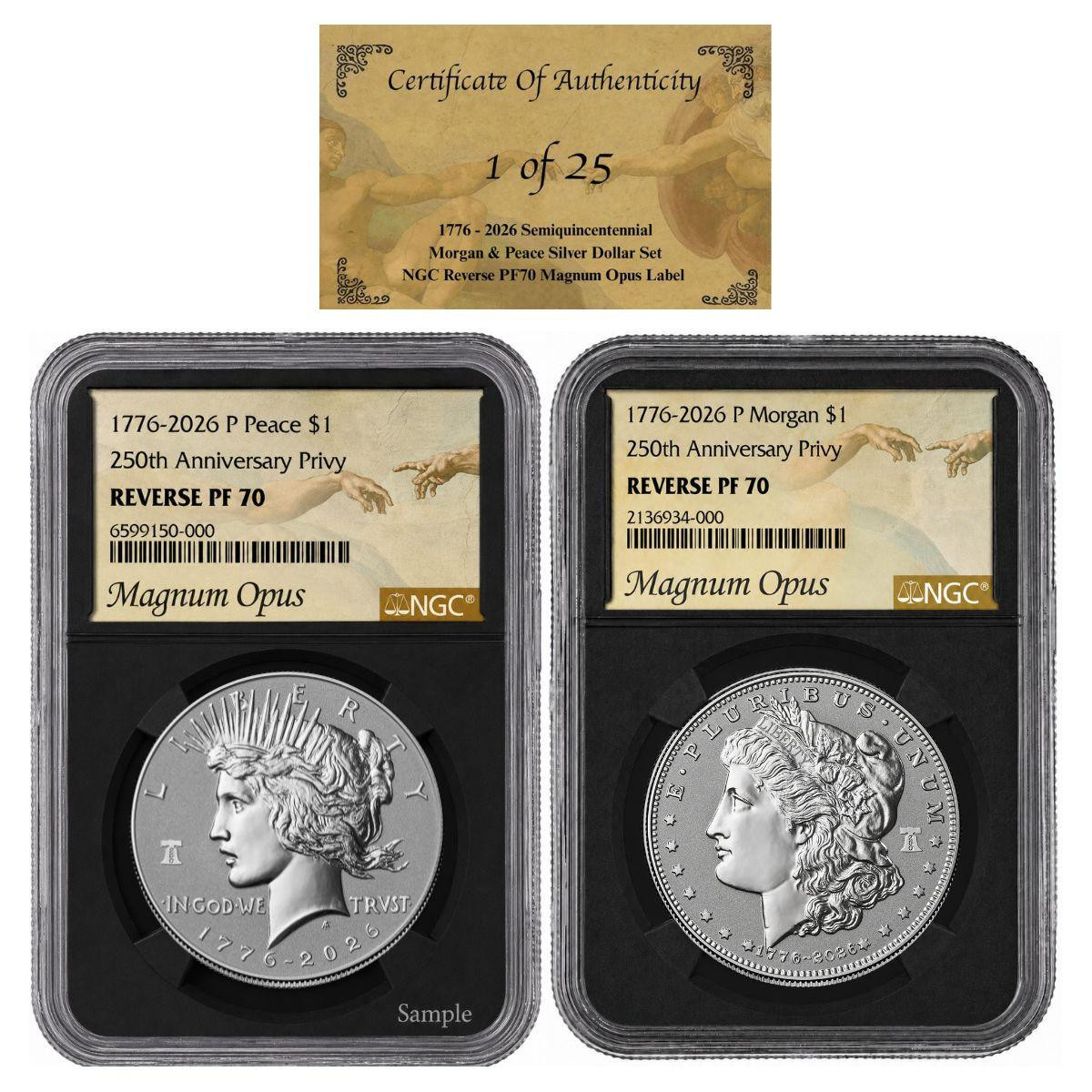 1776 - 2026 Semiquincentennial Morgan & Peace Silver Dollar Set