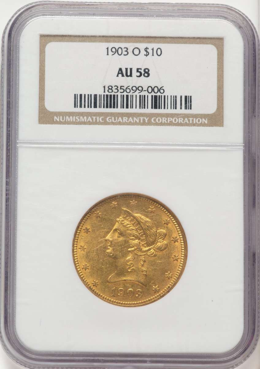 1903-O $10 Liberty Gold Eagle Coin NGC AU58 coin front image