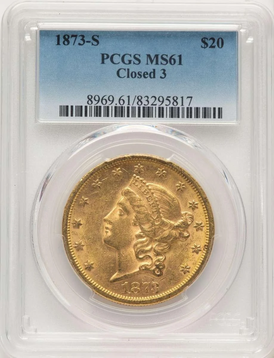 Bullionshark 1873-S $20 Liberty Gold Double Eagle PCGS MS61   Closed 3 - HAT789062005 