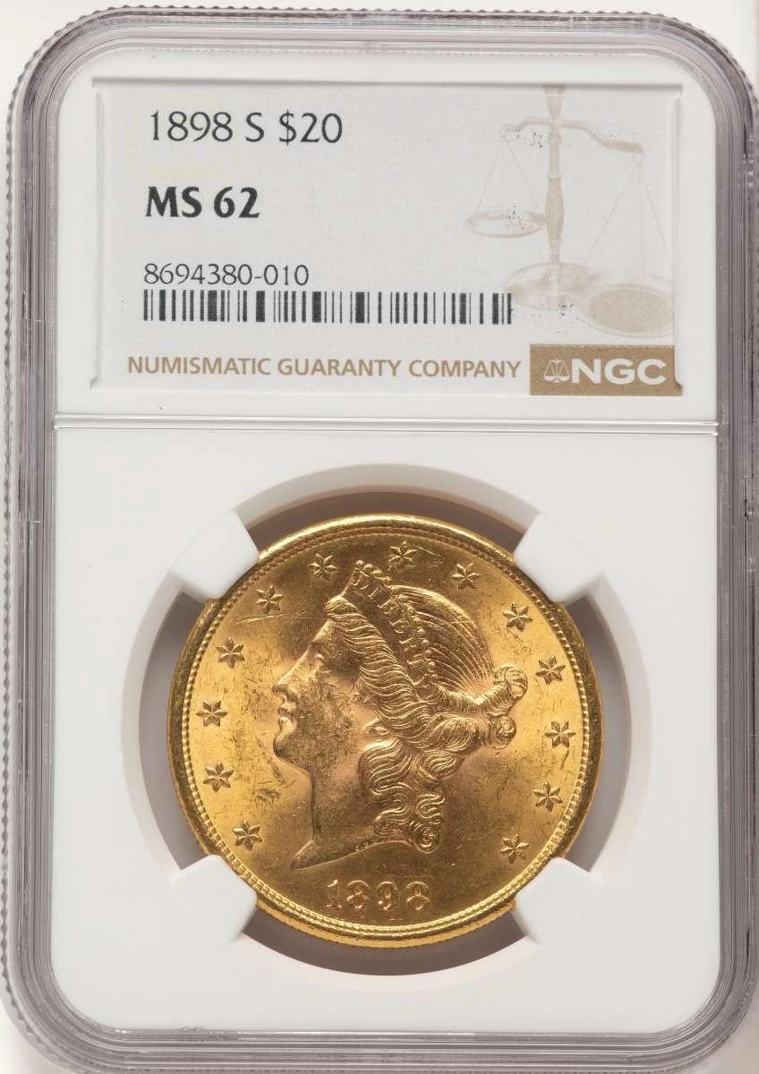 Bullionshark 1898-S $20 Liberty Gold Double Eagle NGC MS62 - HAT572584062 