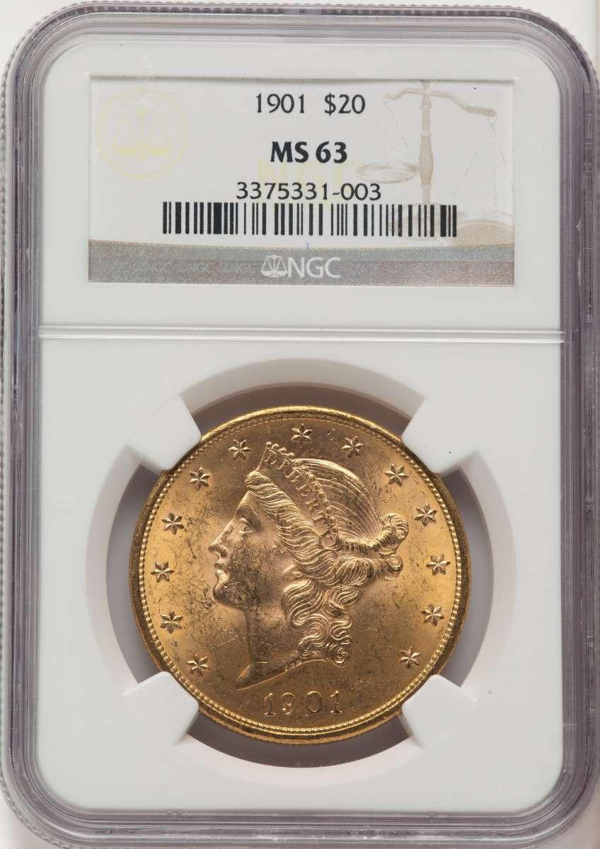Bullionshark 1901 $20 Liberty Gold Double Eagle NGC MS63 - HAT788705041 