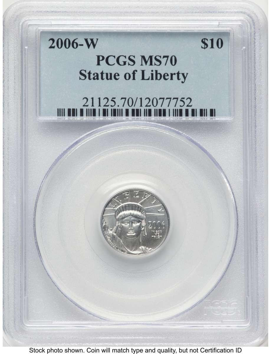Bullionshark 2006-W $10 Burnished 1/10 oz Platinum Eagle Coin PCGS MS70 - HAT780975003 
