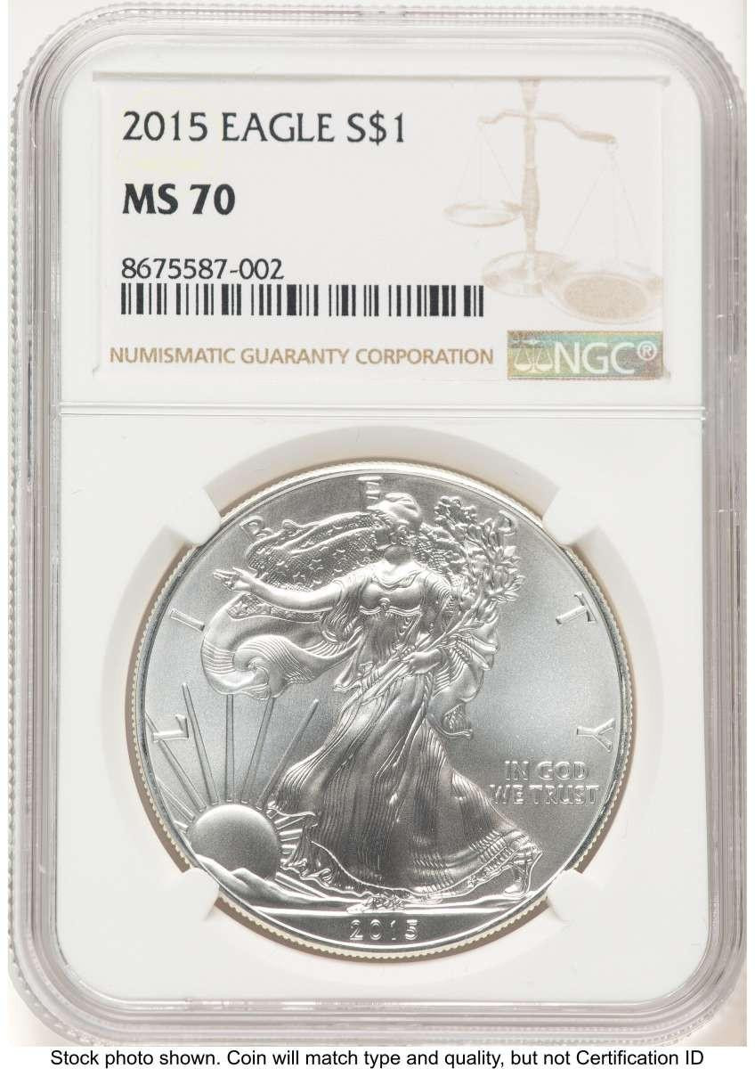 Bullionshark 2015 S$1 American Silver Eagle Coin NGC MS70 - HAT777374055 