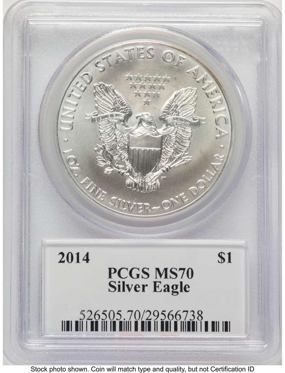 2014 S$1 American Silver Eagle Coin PCGS MS70 - Moy Signature