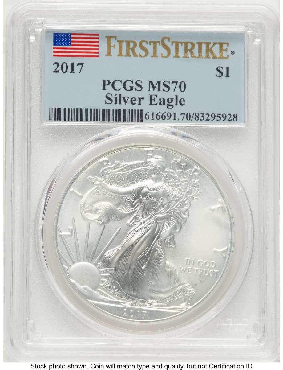 Bullionshark 2017 S$1 American Silver Eagle Coin PCGS MS70 - First Strike - HAT774943047 