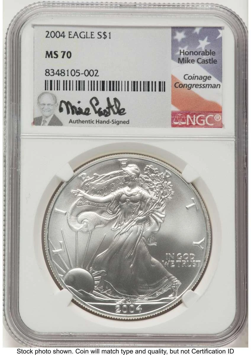 Bullionshark 2004 S$1 American Silver Eagle Coin NGC MS70 - HAT777618038 
