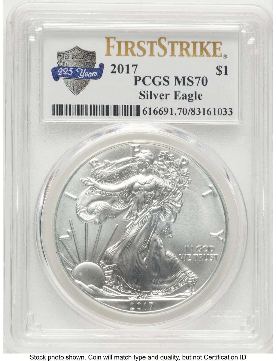 Bullionshark 2017 S$1 American Silver Eagle Coin PCGS MS70 - First Strike - HAT774943048 