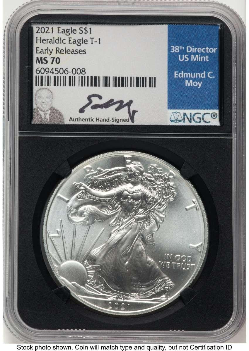 Bullionshark 2021 S$1 American Silver Eagle Coin NGC MS70 - Type One - First Strike - HAT774174176 