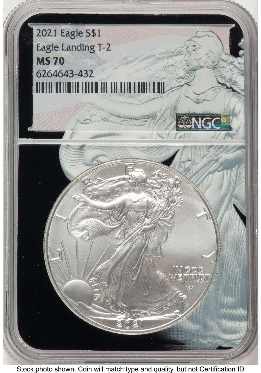 Bullionshark 2021 S$1 American Silver Eagle Coin NGC MS70 - Type Two - HAT777064021 