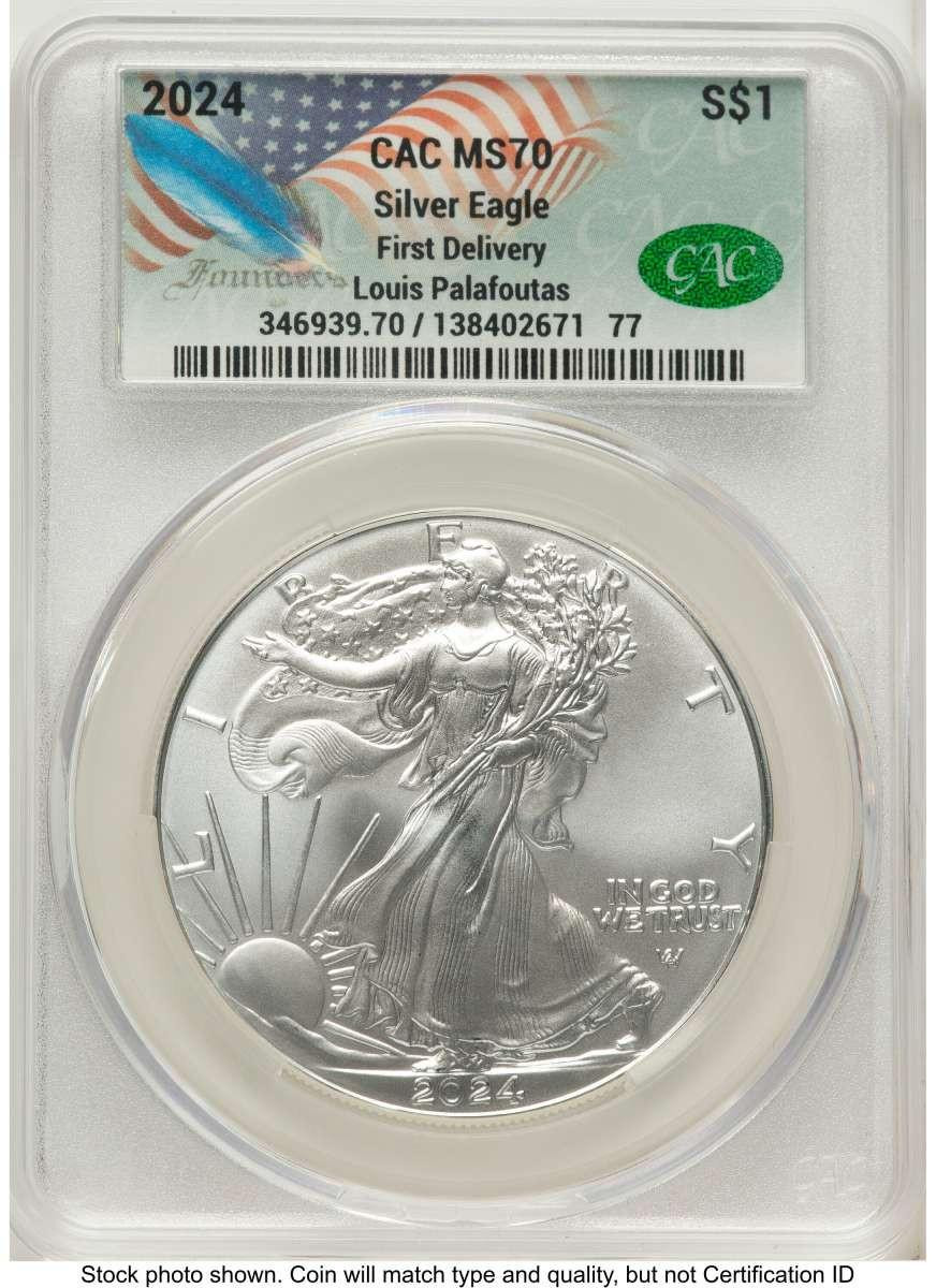 Bullionshark 2024 $1 American Silver Eagle Coin CACG MS70 - HAT775907035 