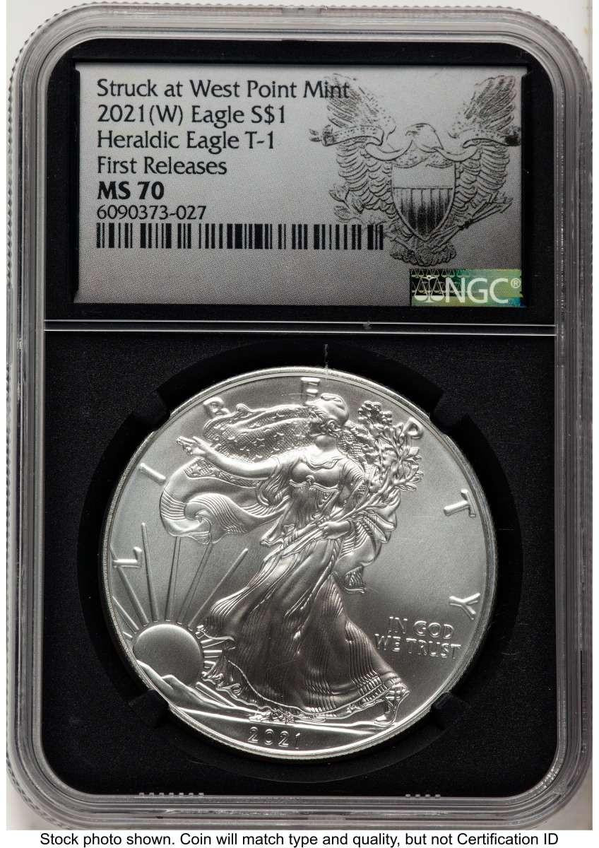 Bullionshark 2021 S$1 American Silver Eagle Coin NGC MS70 - Type One - HAT788414054 