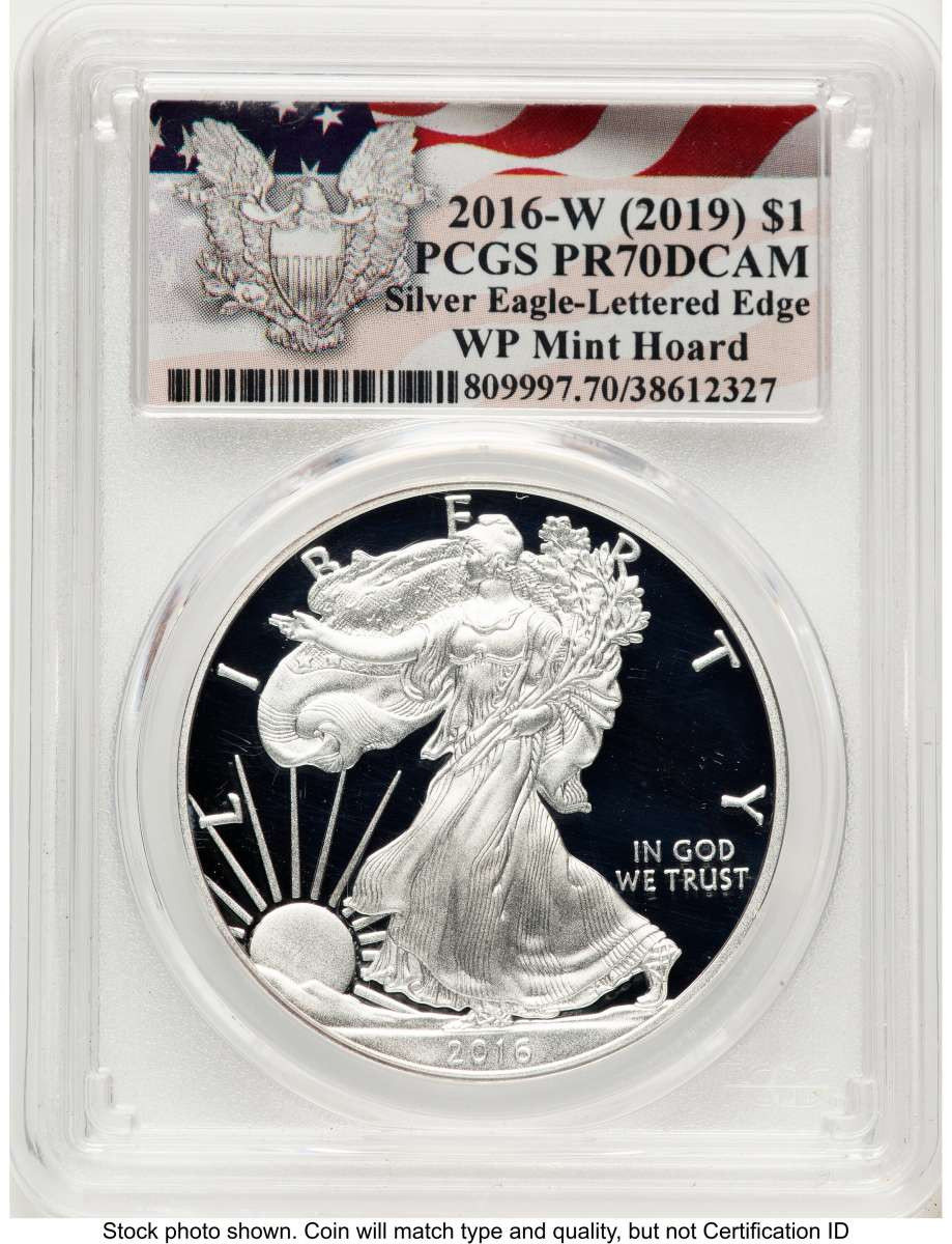 2016-W S$1 Proof American Silver Eagle Coin PCGS PR70 DCAM - Lettered Edge - 30th Anniversary coin front image
