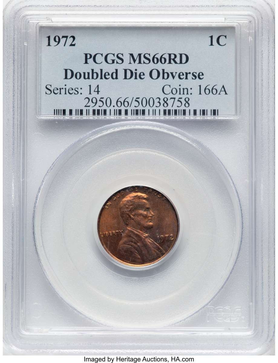 1972 1C Lincoln Cent Coin PCGS MS66   Doubled Die Obverse - FS-101 - RD coin front image