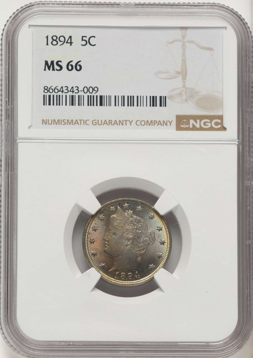 1894 5C Liberty Head Nickel Coin NGC MS66 coin front image