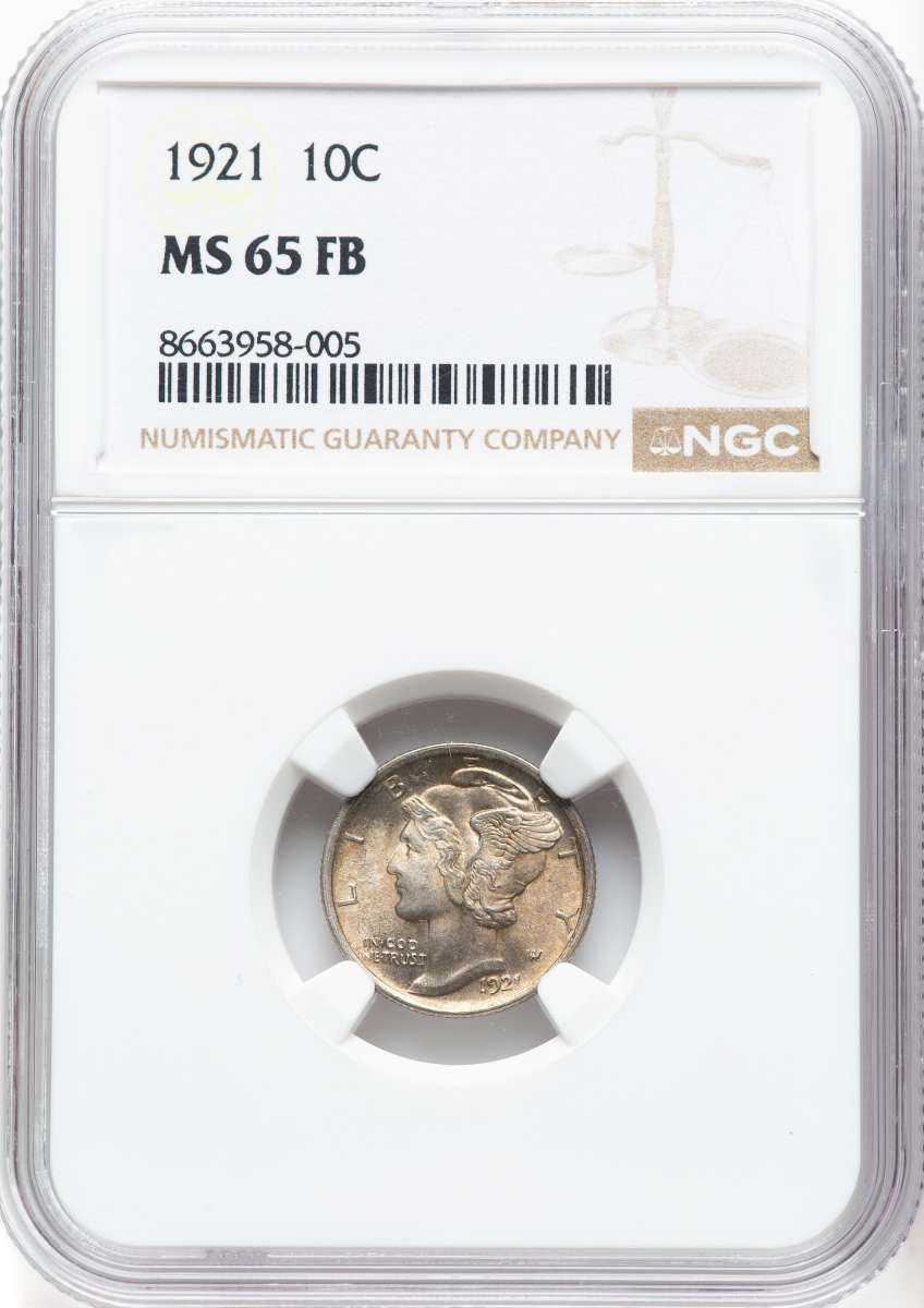 1921 10C Mercury Dime Coin NGC MS65 coin front image