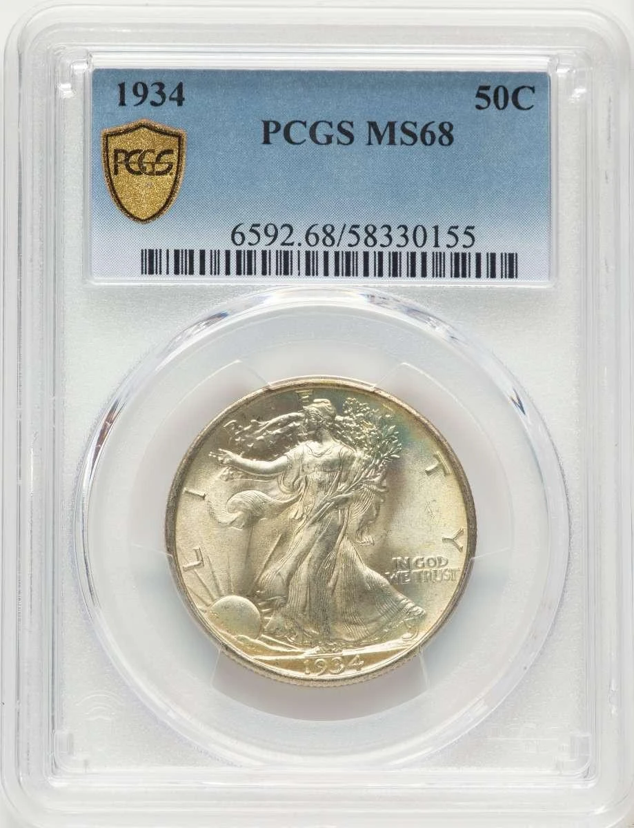 Bullionshark 1934 50C Walking Liberty Half Dollar Coin PCGS MS68 - HAT784478054 