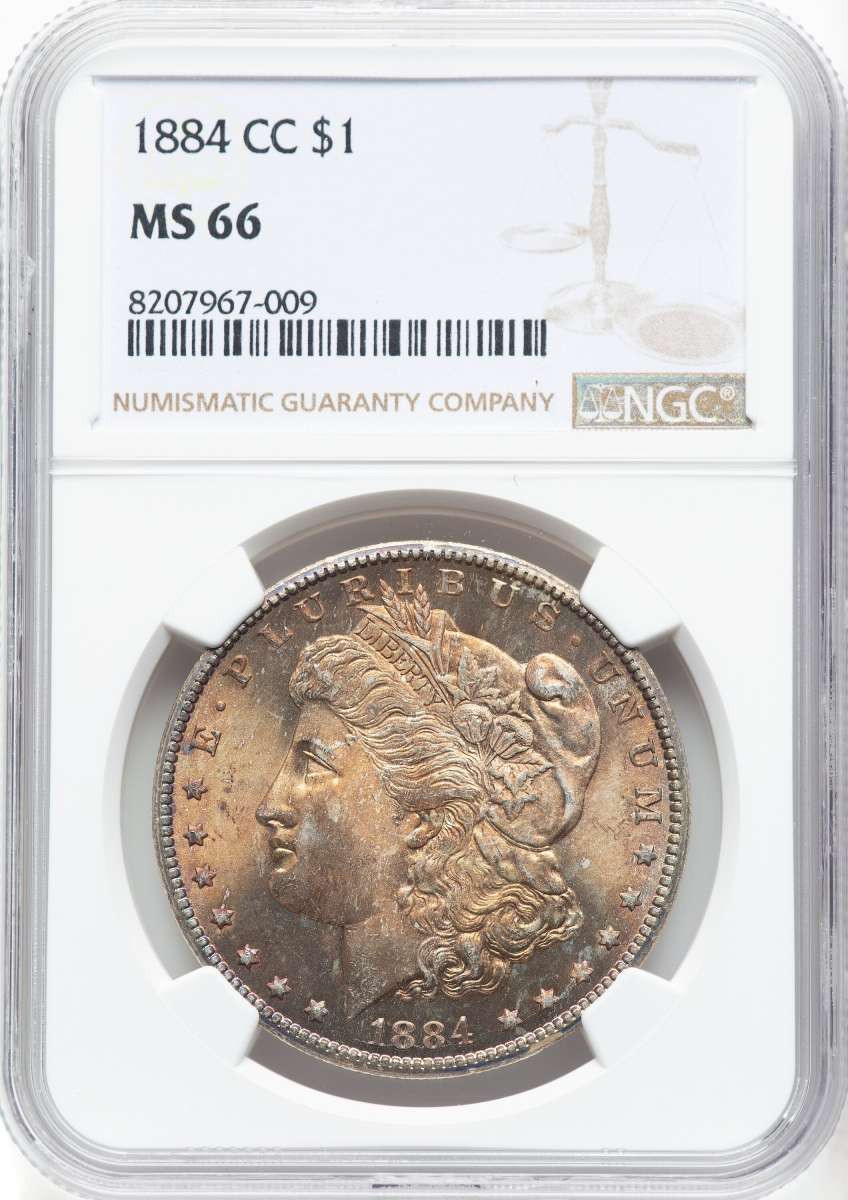 1884-CC S$1 Morgan Silver Dollar Coin NGC MS66 coin front image