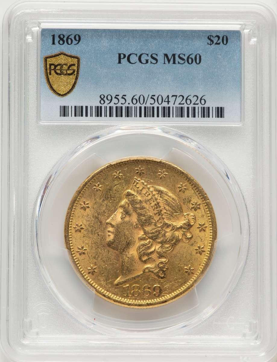 Bullionshark 1869 $20 Liberty Gold Double Eagle PCGS MS60 - HAT787749001 