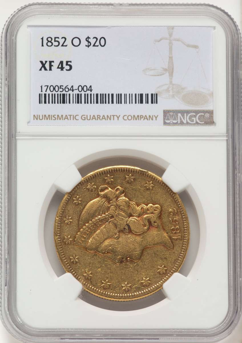 1852-O $20 Liberty Gold Double Eagle NGC XF45 coin front image