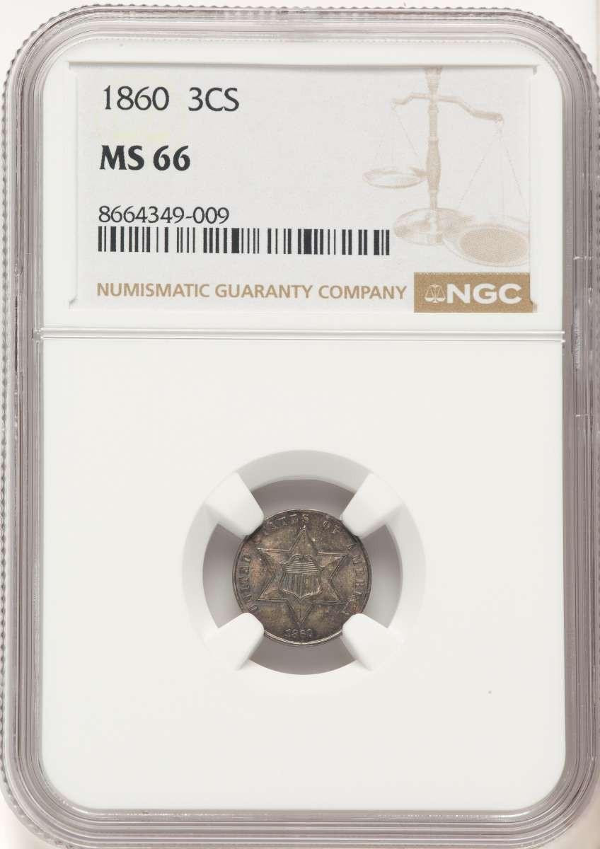Bullionshark 1860 3CS Three Cent Silver Coin NGC MS66 - HAT787591002 