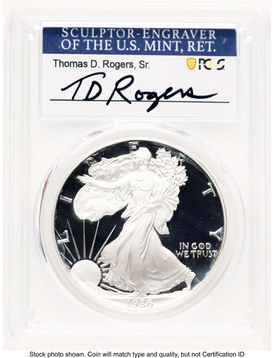 Bullionshark 1986-S $1 Proof American Silver Eagle Coin PCGS PR70 DCAM - Thomas D. Rogers Sr. Signature - HAT768981077 