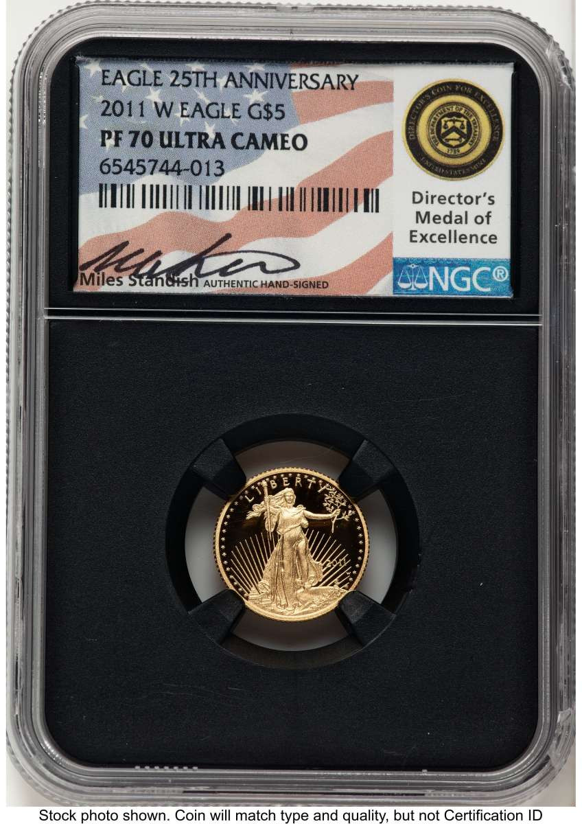 2011-W $5 Proof 1/10 oz American Gold Eagle Coin NGC PF70 UCAM coin front image