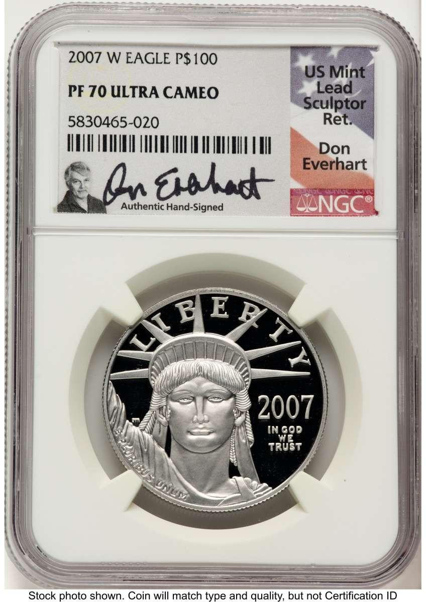 Bullionshark 2007-W $100 Proof Modern Bullion Coin NGC PF70   One-Ounce Platinum Eagle - Statue of Liberty - HAT788036014 