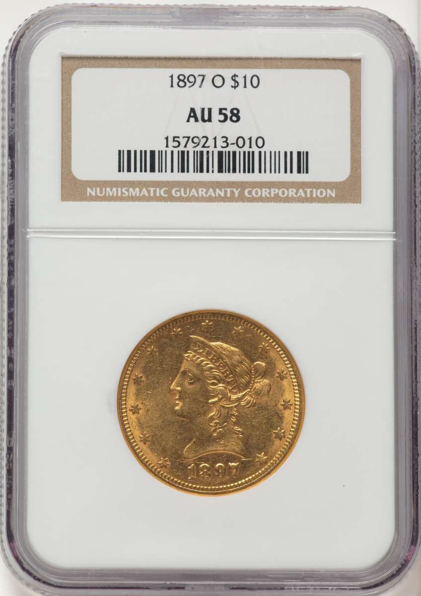 1897-O $10 Liberty Gold Eagle Coin NGC AU58 coin front image