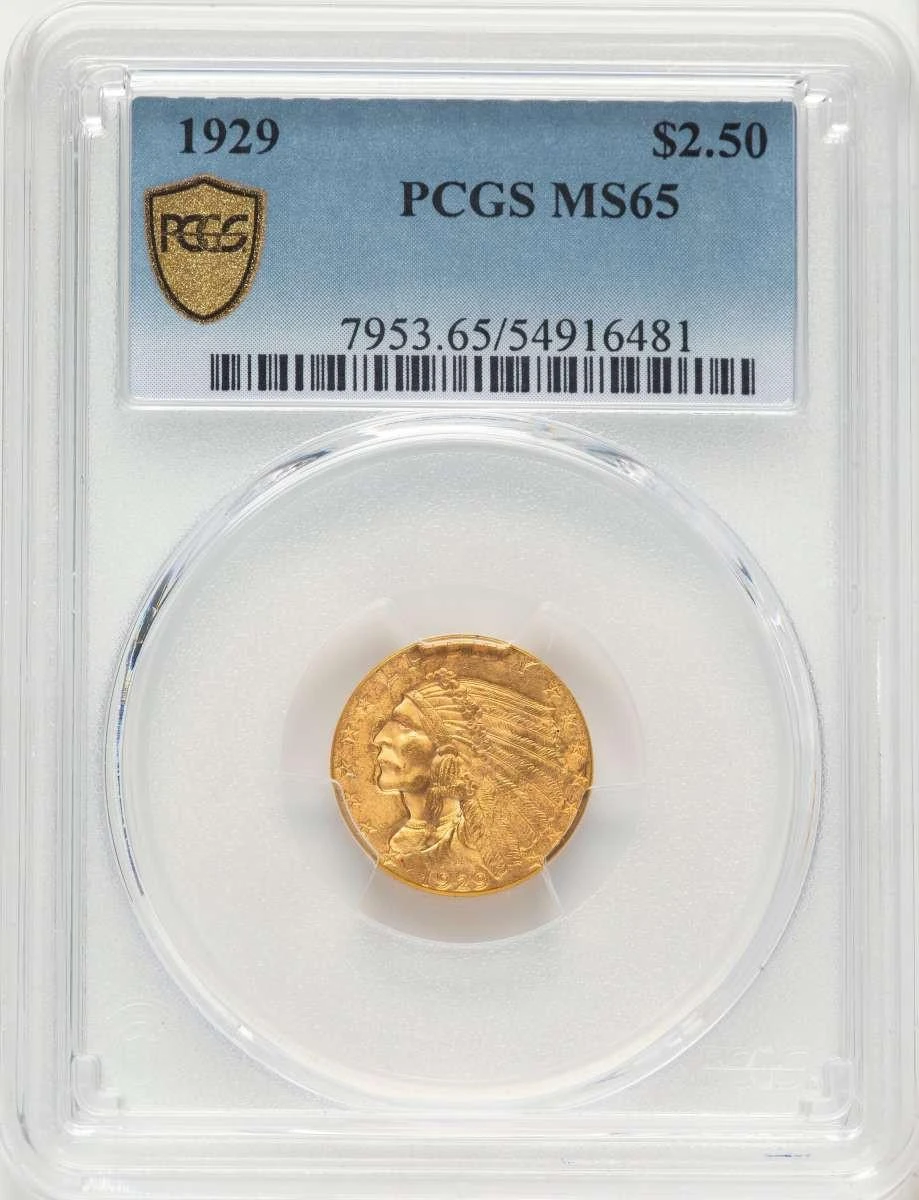 Bullionshark 1929 $2.5 Indian Gold Quarter Eagle Coin PCGS MS65 - HAT788813005 