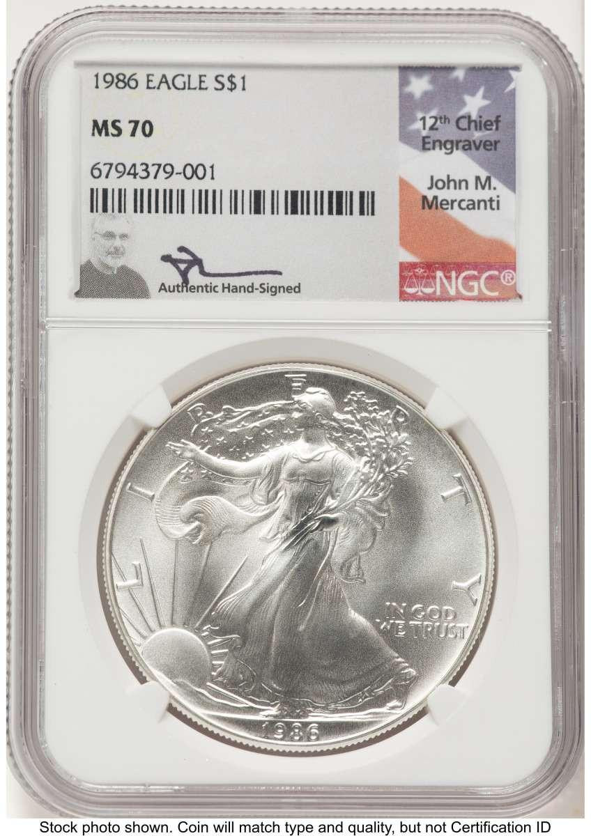 Bullionshark 1986 S$1 American Silver Eagle Coin NGC MS70 - HAT773359010 