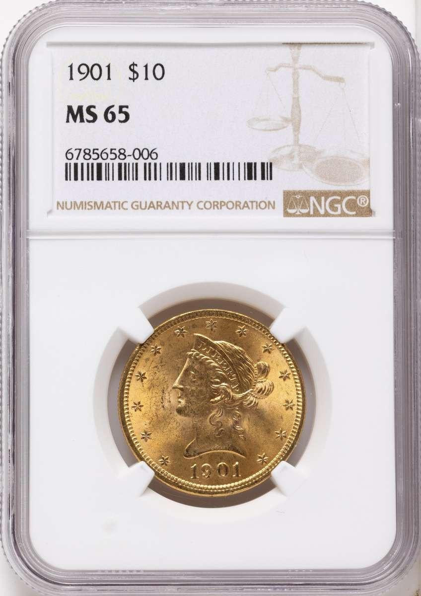 Bullionshark 1901 $10 Liberty Gold Eagle Coin NGC MS65 - HAT524990001 