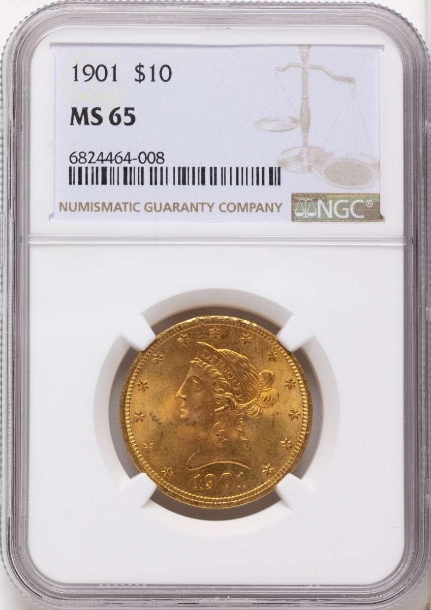 Bullionshark 1901 $10 Liberty Gold Eagle Coin NGC MS65 - HAT524990003 