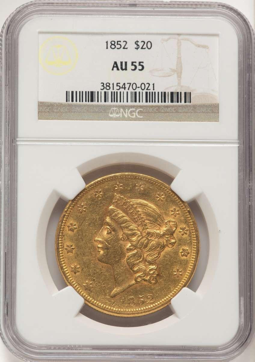 Bullionshark 1852 $20 Liberty Gold Double Eagle NGC AU55 - HAT789808024 