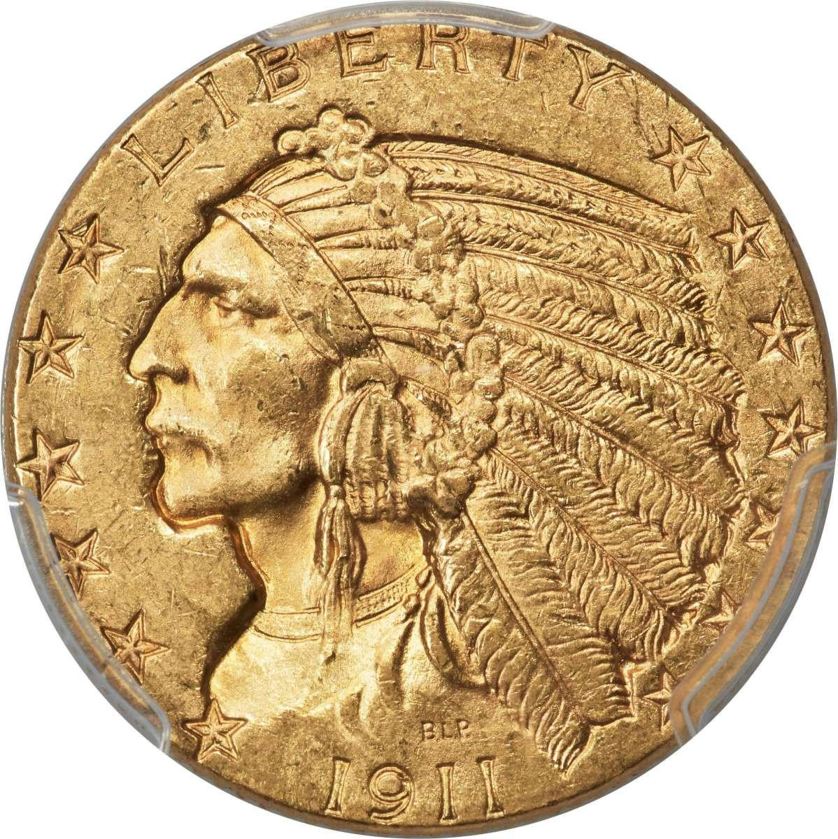 Bullionshark 1911 $5 Indian Gold Half Eagle Coin PCGS MS64 - HAT789808013 