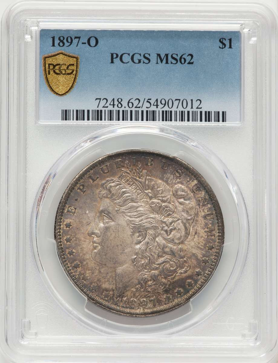1897-O S$1 Morgan Silver Dollar Coin PCGS MS62 coin front image