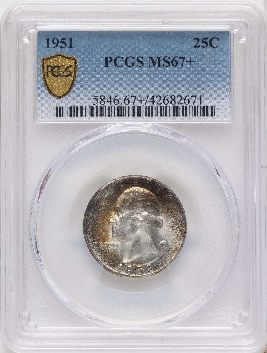 1951 25C Washington Quarter Coin PCGS MS67  + coin front image