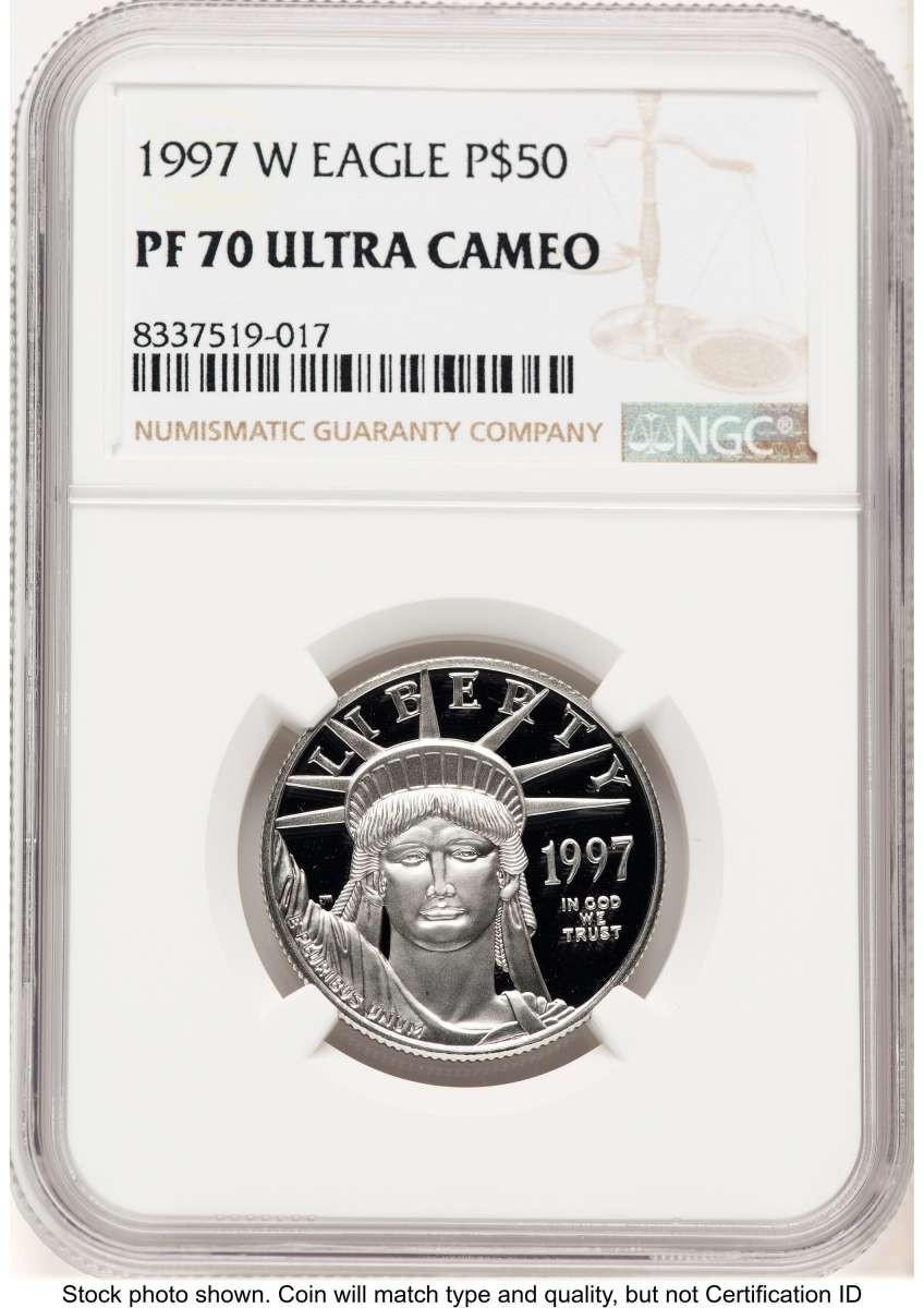 Bullionshark 1997-W $50 Proof 1/2 oz Platinum Eagle Coin NGC PF70 UCAM - HAT508335180 