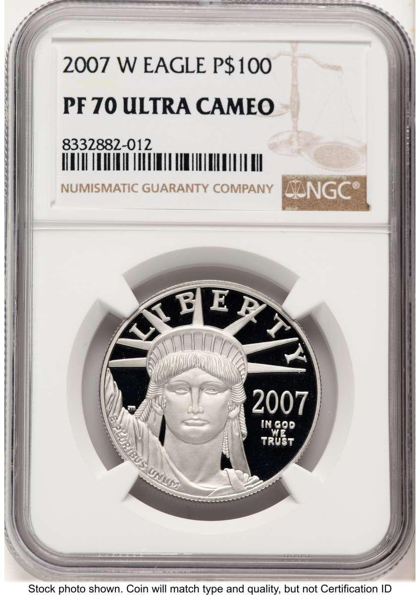 Bullionshark 2007-W $100 Proof Modern Bullion Coin NGC PF70   One-Ounce Platinum Eagle - Statue of Liberty - HAT508335148 