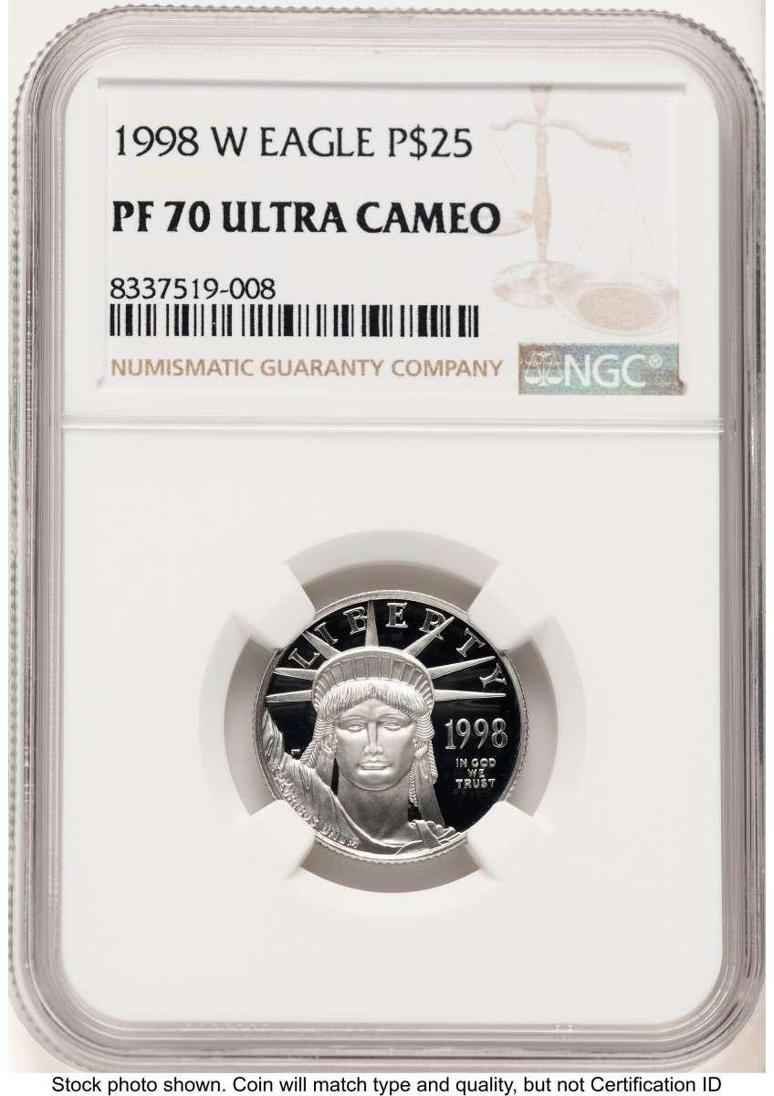Bullionshark 1998-W $25 Proof 1/4 oz Platinum Eagle Coin NGC PF70 UCAM - Statue of Liberty - HAT508335158 