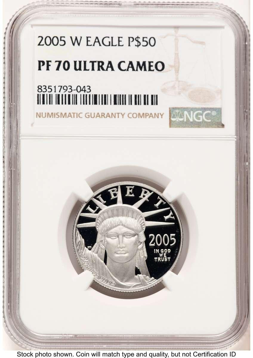 Bullionshark 2005-W $50 Proof 1/2 oz Platinum Eagle Coin NGC PF70 UCAM - Statue of Liberty - HAT508335188 